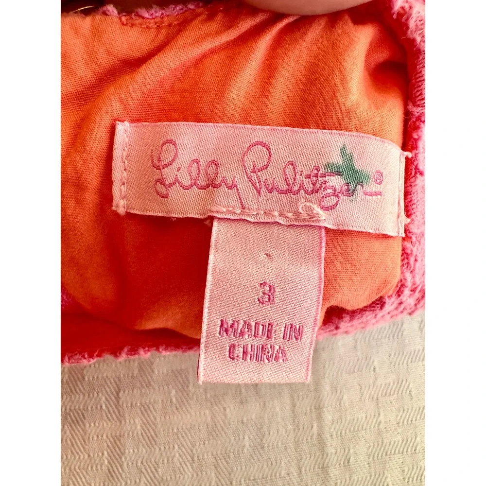 Lilly Pulitzer Girls‎ Pink Lace Shift Dress Size 3 Orange Bows 26005G